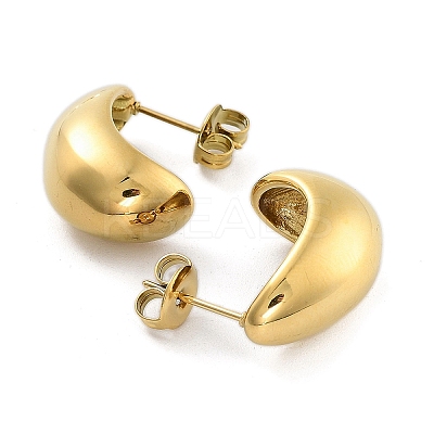 Ion Plating(IP) Teardrop 304 Stainless Steel Stud Earrings X-EJEW-P258-41G-1