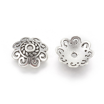 Tibetan Style Alloy Bead Caps X-TIBE-60309-AS-LF-1