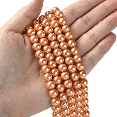 Eco-Friendly Dyed  Glass Pearl Round Beads Strands HY-A002-8mm-RB057-1