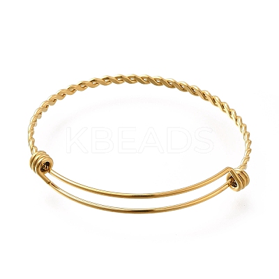 304 Stainless Steel Twist Bangles for Women BJEW-M233-01G-1