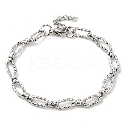 Non-Tarnish 304 Stainless Steel Faceted Oval Link Chain Bracelet BJEW-K226-13P-1