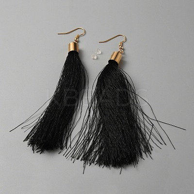 Cotton Tassel Dangle Earrings EJEW-WH0012-045-1