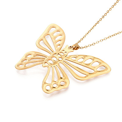 304 Stainless Steel Pendant Necklaces NJEW-T018-11G-1