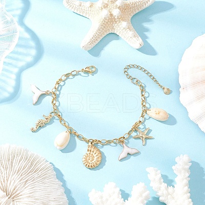 Stainless Steel & Alloy Enamel Charm Bracelets BJEW-JB12215-01-1