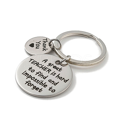 Teacher's Day Gift 201 Stainless Steel Word Thank You Keychains LS-KEYC-E040-05P-03-1