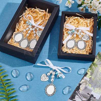 DIY Blank Oval Alloy Brooches with Imitation Pearl Making Kit PALLOY-AB00264-1