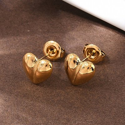304 Stainless Steel Heart Stud Earrings EJEW-I320-24G-03-1