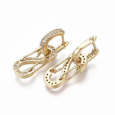 (Jewelry Parties Factory Sale)Brass Micro Pave Clear Cubic Zirconia Huggie Hoop Earring EJEW-R144-003-NF-1