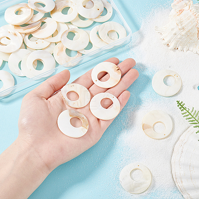 40Pcs Shell Pearl Pendants SSHEL-GA0001-18-1