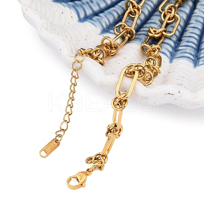 304 Stainless Steel Oval Knot Link Chain Necklaces for Women Men LS-NJEW-P321-02G-1
