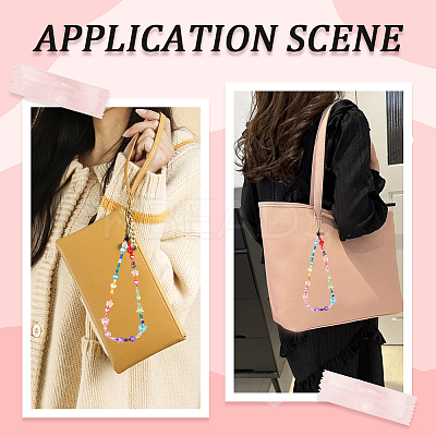 2Pcs Resin Beaded Mobile Phone Lanyard Wrist Strap HJEW-GF0001-47B-1
