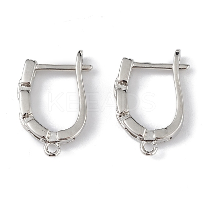 Brass Hollow Out Rectangle Hoop Earring Findings ZIRC-L097-058P-1