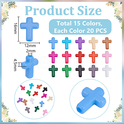 300Pcs 15 Colors Opaque Acrylic Beads SACR-UN0001-04-1