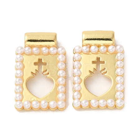 Rack Plating Brass & Acrylic Pearl Pendants KK-G488-05A-G-1