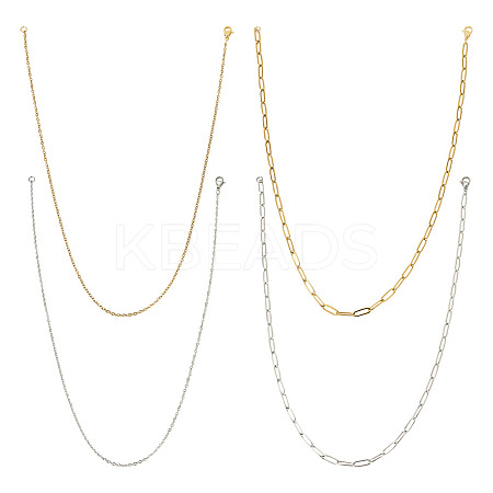 16Pcs 4 Style 304 Stainless Steel Chain Necklaces NJEW-TAC0026-1