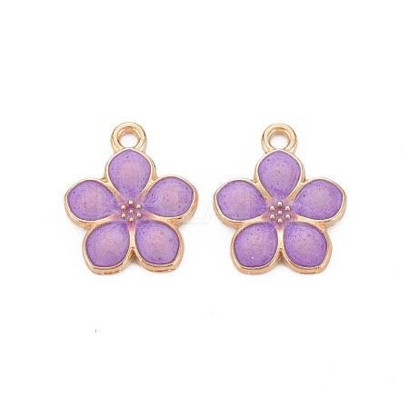 Light Gold Plated Alloy Enamel Pendants ENAM-R136-17G-1