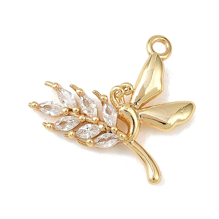 Brass Micro Pave Clear Cubic Zirconia Pendants KK-G545-04G-1