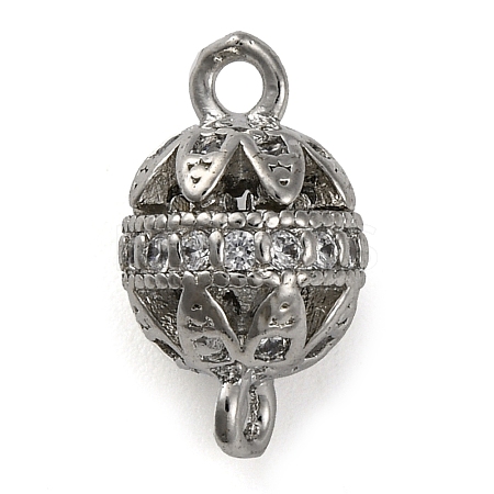 Brass Micro Pave Clear Cubic Zirconia Connector Charms KK-A230-06F-P-1