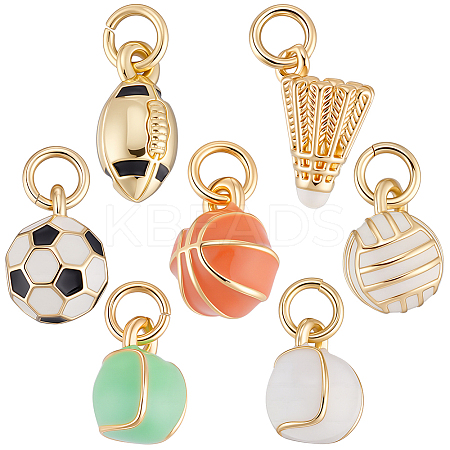 8Pcs 8 Styles Brass Enamel Pendants KK-BBC0023-88-1