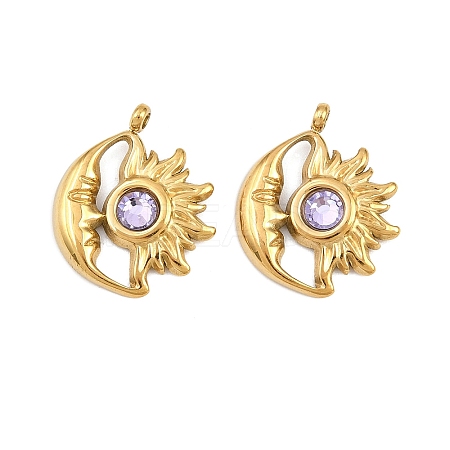 304 Stainless Steel Rhinestone Pendants STAS-Z166-24G-06-1