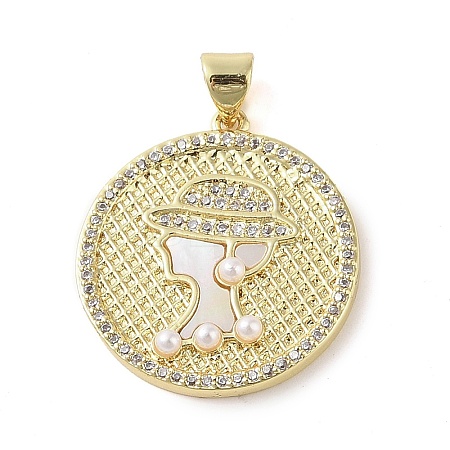 Brass Micro Pave Clear Cubic Zirconia Pendants KK-Q813-11A-G-1