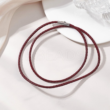 3MM Punk Rock Round Braided Leather Cord Necklaces NJEW-JN05861-01-1