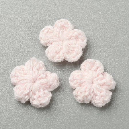Peach Blossom Handmade Crochet Cotton Ornament Accessories AJEW-WH0326-53F-1