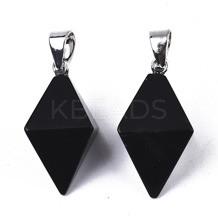 Natural Black Stone Double Terminated Pointed Pendants G-S359-093A-1