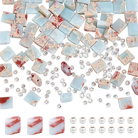 1 Strand Rectangle Synthetic Aqua Terra Jasper Beads Strands G-NB0005-58-1