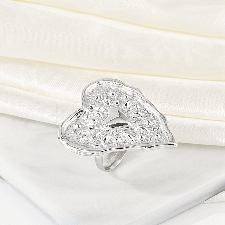 Anti-Tarnish 304 Stainless Steel Heart Open Cuff Rings RJEW-M047-08P-1