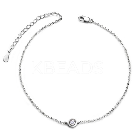 SHEGRACE Classic Rhodium Plated 925 Sterling Silver Anklet JA40B-1
