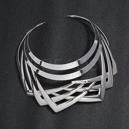 Iron Geometric Multi-Layer Cuff Statement Necklaces for Women WG85588-02-1