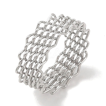 Non-Tarnish 304 Stainless Steel Wave Finger Rings for Women RJEW-G315-07E-P-1