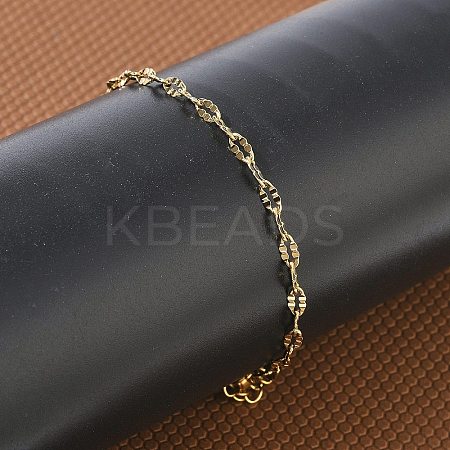 304 Stainless Steel Dapped Chains Bracelets for Women BJEW-D466-08A-G-1