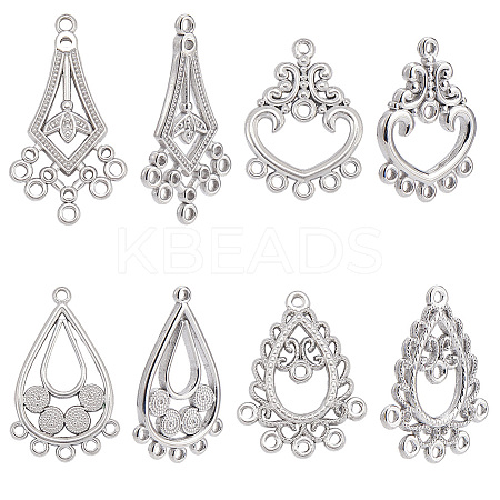 8Pcs 4 Styles 304 Stainless Steel Chandelier Component Links STAS-BBC0007-61-1