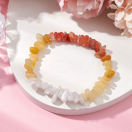 Natural Topaz Jade Chips Beaded Stretch Bracelets for Women BJEW-TA00557-03-1