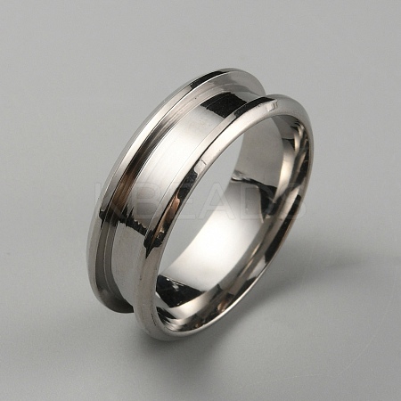 304 Stainless Steel Grooved Finger Ring Settings RJEW-WH0010-08E-P-1