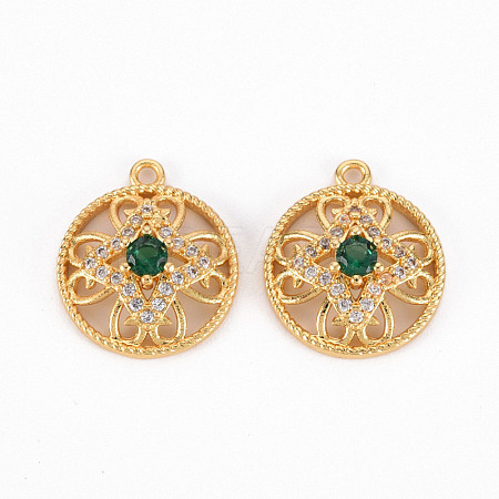 Brass Micro Pave Clear Cubic Zirconia Pendants ZIRC-S068-040-NF-1