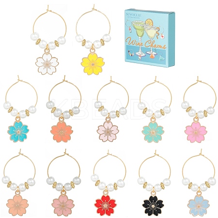 Alloy Enamel Wine Glass Charms AJEW-SC0002-13-1