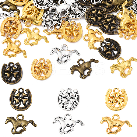 48Pcs 6 Styles Tibetan Style Alloy Pendants FIND-YW0007-25-1