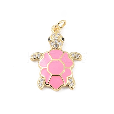 Rack Plating Brass Micro Pave Cubic Zirconia Pendants KK-C021-01G-05-1