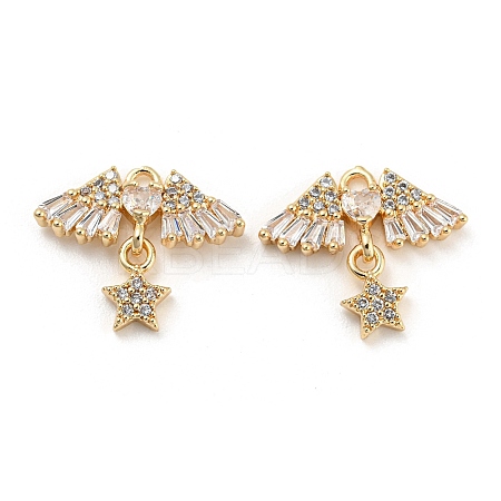 Brass Micro Cubic Zirconia Pendants KK-Q789-31G-1