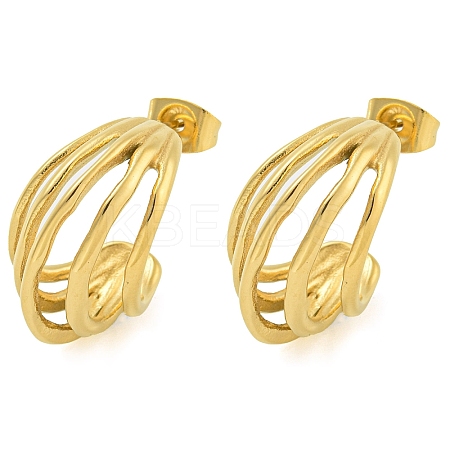 Ion Plating(IP) 304 Stainless Steel Stud Earrings for Women EJEW-S227-44G-1