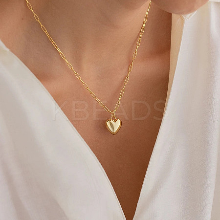 Alloy Heart Pendant Paperclip Chain Necklaces for Women WG28BBE-03-1