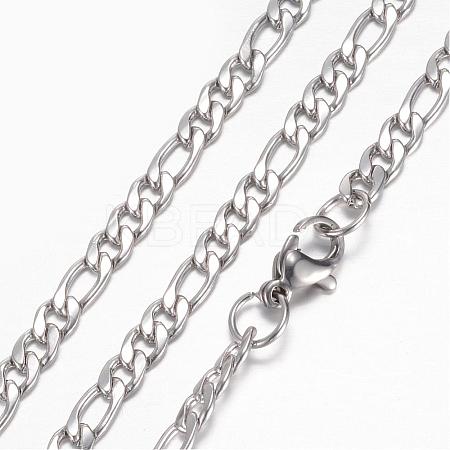 Tarnish Resistant 304 Stainless Steel Figaro Chain Necklaces STAS-G083-09P-1