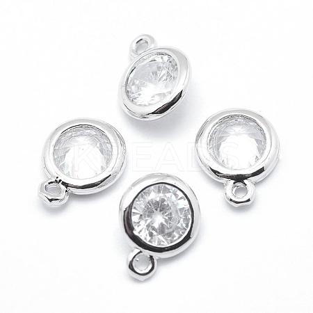 Brass Cubic Zirconia Pendants KK-P119-33-8x6mm-P-NR-1