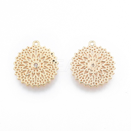 Brass Micro Pave Clear Cubic Zirconia Pendants KK-F841-09G-1