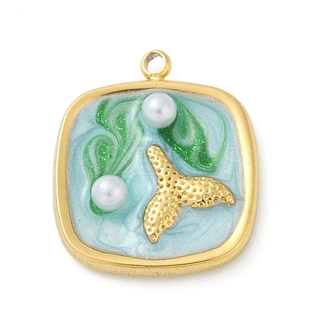 Ocean Theme 304 Stainless Steel Enamel Pendants STAS-Q352-03G-F-1