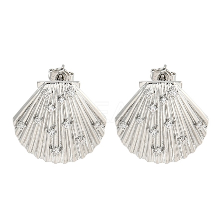 Rack Plating Brass Micro Pave Cubic Zirconia Stud Earring EJEW-C102-35P-01-1