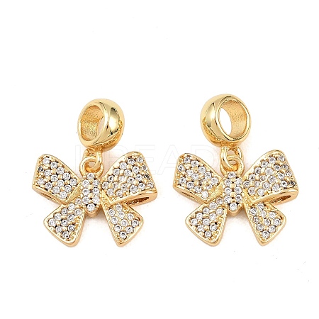 Brass Micro Pave Cubic Zirconia European Dangle Charms ZIRC-E163-15G-1